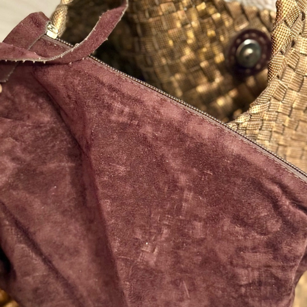 Bronze Woven Genuine Leather Tote Bag. Made in Italy. - Picture 14 of 15